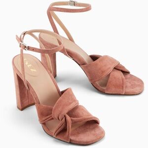 Inez Isabel Clay Pink Suede Block Heel Sandal with Arch Support